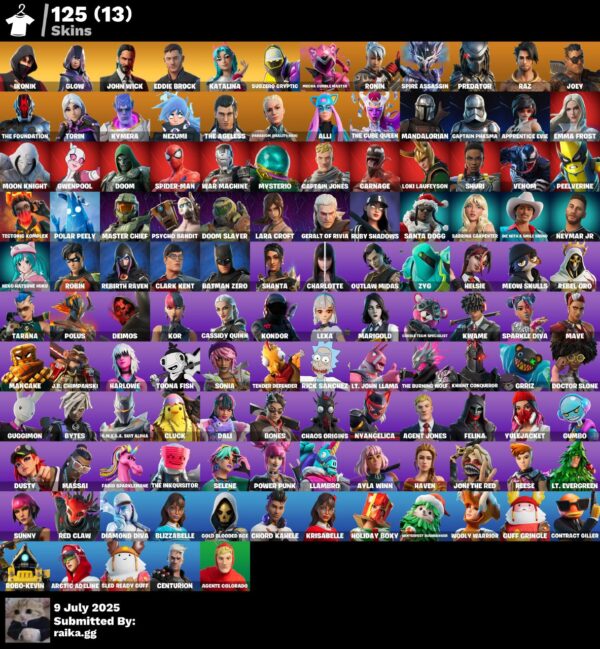 [PC/PSN/XBOX] 125 skins | IKONIK | Glow | Master Chief | John Wick | Eddie Brock | Katalina | Subzero Cryptic | Mecha Cuddle Master | Ronin | Spire Assassin | 4300 VB